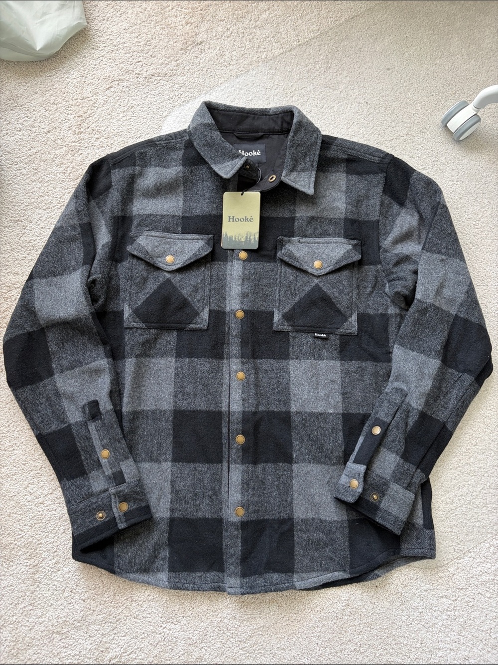 Bookie Men's Gray & Black Plaid Button-Up Jacket Shirt